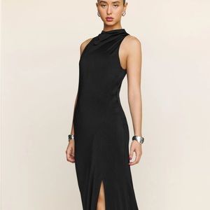 Reformation Black Halter Dress